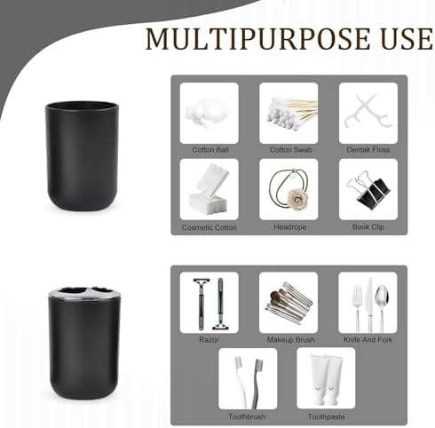 CERBIOR Bathroom Accessories Set 6 Piece Bath Ensemble, Shiny Black
