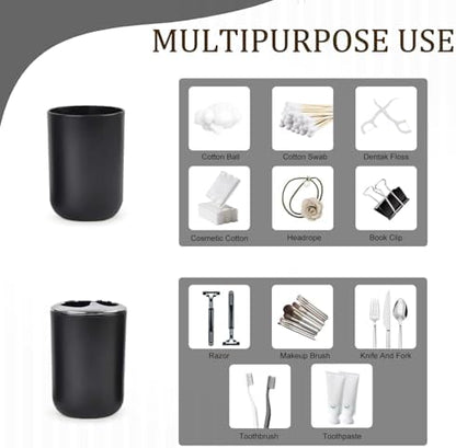 CERBIOR Bathroom Accessories Set 6 Piece Bath Ensemble, Shiny Black