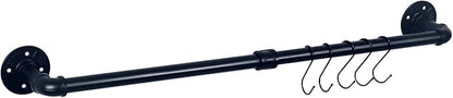 HouseAid 30 Inch Industrial Pipe Towel Bar, Farmhouse Iron Hand Towel Holder, Vintage Style Towel Rod for Bathroom, Wall Mounted, Matte Black (Hook Included)