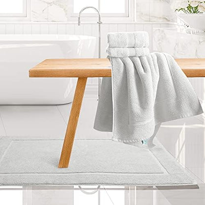 Hearth & Harbor Bath Mat Towels - 100% Ring Spun Cotton Luxury Towels - Ultra Soft & Highly Absorbent, Bathroom Towels, Floor Mat - White