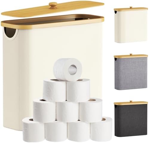 Lifewit Toilet Paper Storage Holder, Extra Large Stand Basket, 30L, White