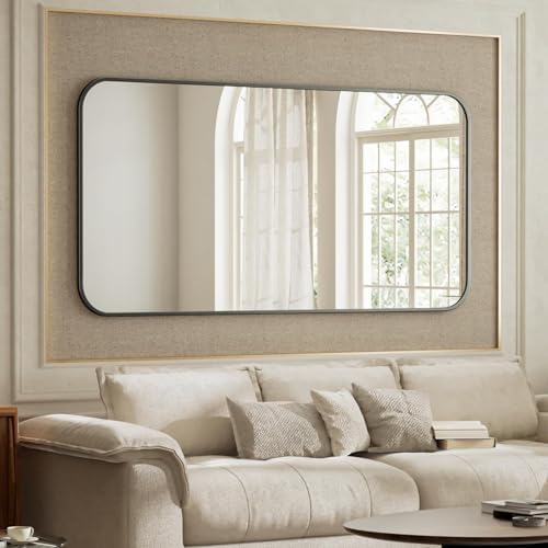 BEAUTYPEAK 30x48 Black Metal Frame Rectangle Vanity Mirror,Rounded Corners