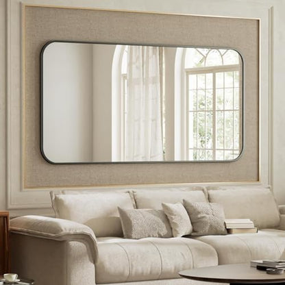 BEAUTYPEAK 30x48 Black Metal Frame Rectangle Vanity Mirror,Rounded Corners