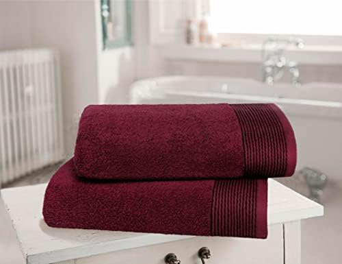 BELIZZI HOME Ultra Soft 2 Pack Oversized Bath Towel Set 28x55 inches, 100% Cotton Large Bath Towels, Ultra Absorbant Compact Quickdry & Lightweight Towel, Ideal for Gym Travel Camp Pool - Burgundy red