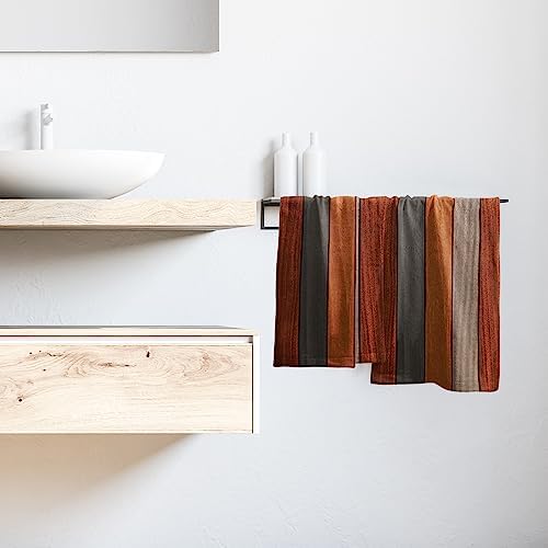 Orange Brown Wood Hand Towels Set of 2,Fall Rustic Wooden Plank Soft Absorbent Fingertip Towels Face Towels for Bathroom, Spa, Gym, Yoga, 28 x 14 Inch Thanksgiving Farmhouse Decor
