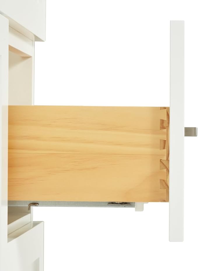 DKB Bradford 54" White Bathroom Vanity, 1.5" Edge Italian Carrara Marble Countertop, Rectangular Undermount Sink, 2 Soft Closing Doors, 4 Dovetail Drawers