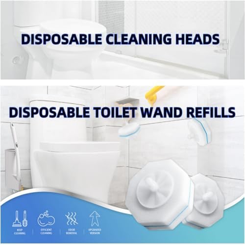 50 Count Disposable Toilet Wand Refills 3-Layer Brush Heads
