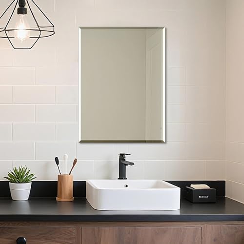 Frameless Mirror for Wall, 32" x 24" Bathroom Mirror for Over Sink