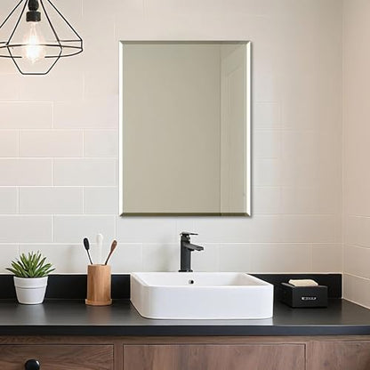 Frameless Mirror for Wall, 32" x 24" Bathroom Mirror for Over Sink