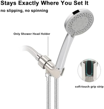 NearMoon Adjustable Shower Arm Mount- with Universal Wall Hook Bracket and Brass Pivot Ball, Shower Head Holder for Hand Held Showerheads (Brushed Nickel)