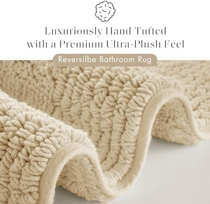 Madison Park Splendor Reversible 100% Cotton Tufted Bathroom Rug3000 GSM Hotel Quality Luxurious Plush Medium Pile BathMat Absorbent, Quick Dry, ShowerRoom Décor, 21x34, Natural, 1'9"x2'10"(Pack of 4)