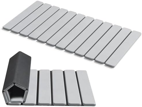 AWW Foldable Stone Bath Mat, Diatomaceous, 31.5"x15.7", Light Grey