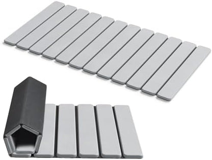 AWW Foldable Stone Bath Mat, Diatomaceous, 31.5"x15.7", Light Grey