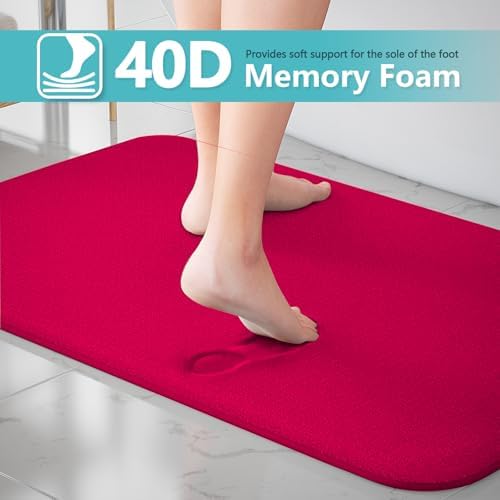 RUN HELIX Bathroom Rugs Sets 3 Piece, Soft Absorbent Memory Foam Bath Mats Set, Dry Fast Bath Mat, Machine Washable Bath Rug Set for Bathroom （Christmas Red） Bathrom Decoration