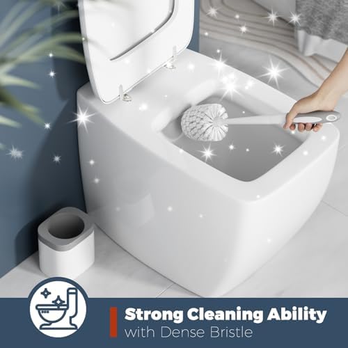 Holaloha Toilet Brush and Holder Set, Space Saving, 2 Pack, White