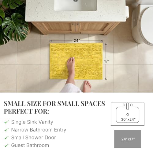 Bcoimo Small Bath Rug Mat,Yellow Chenille High Absorbent Bathroom Floor Mat