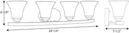 Progress Lighting P2011-15 Adorn Etched Glass Traditional Bath Vanity Light, 28.25 in x 7.5 in x 6.625 in, 4-Light, Polished Chrome