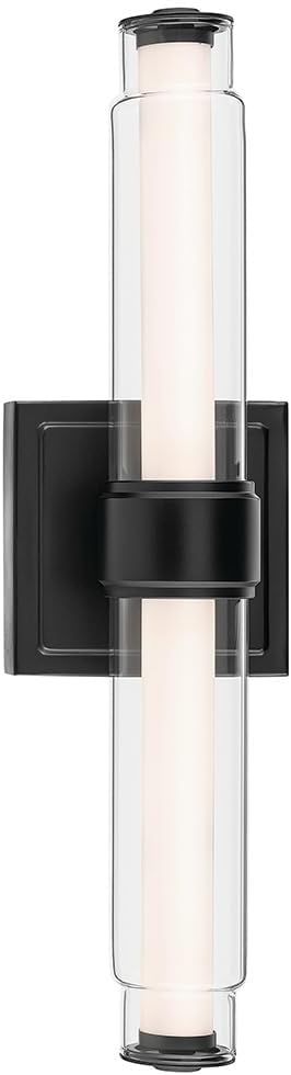 Kichler Laurene LED Bath Bar Light, Black | Dimmable vanity light with clear glass for mirrors and vanities (18.5" x 5"), 55237BKLED
