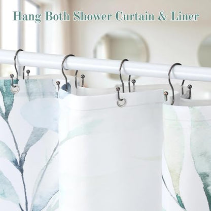 Goowin Shower Curtain Hooks, 12 Pcs Shower Curtain Rings, Stainless Steel Shower Curtain Hangers, Metal Shower Curtain Hooks Rings Rust Proof, Minimalist Shower Hooks for Shower Curtain, Bronze