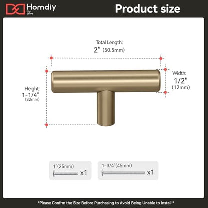 homdiy 2Pack Single Hole Knobs Cabinet Handles Champagne Bronze Kitchen Cabinet Pulls Drawer Pulls for Dresser Drawers