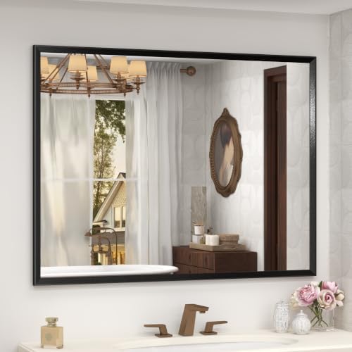 Black Framed Bathroom Mirror for Over Sink 44x30