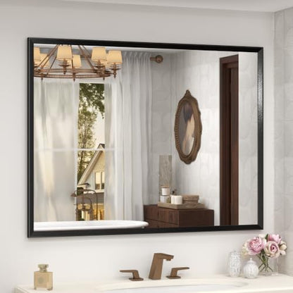 Black Framed Bathroom Mirror for Over Sink 44x30