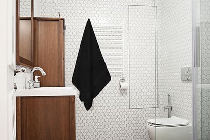 Bath Towels Bulk Set of 12 – 24" x 50" – 100% Cotton Terry, Soft, Quick-Dry & Highly Absorbent – Black Towels for Bathroom, Spa, Gym, Hotel, Pool & Everyday Use