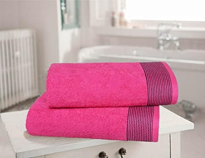 BELIZZI HOME Ultra Soft 2 Pack Oversized Bath Towel Set, 28x55 inches, 100% Cotton, Large, Hot Pink