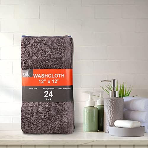 Towel and Linen Mart 100% Cotton - 48 Pack Wash Cloth Set - Flannel Face Cloths, Highly Absorbent and Soft Feel Fingertip Towels (Multi, Pack of 24)