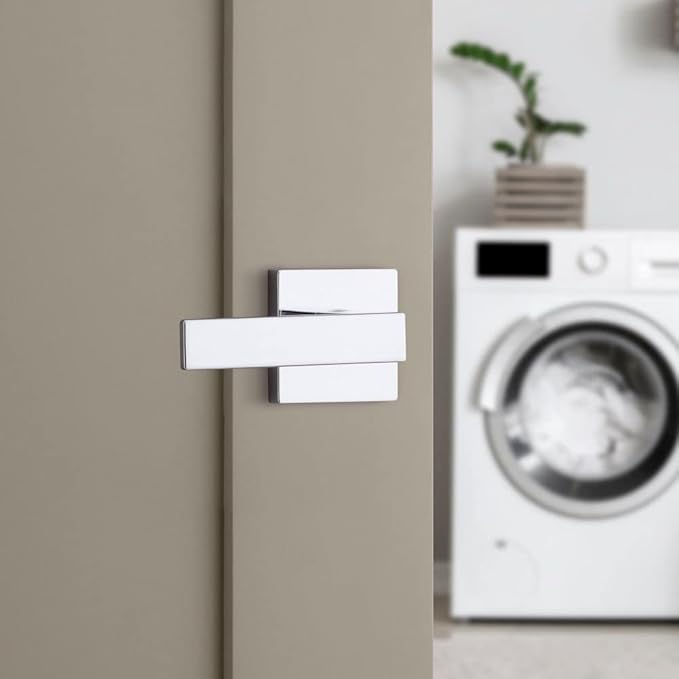 Kwikset Singapore Interior Passage Door Handle, Lever For Closet and Hallway Doors, Reversible Non-Locking Handle Lever, Polished Chrome