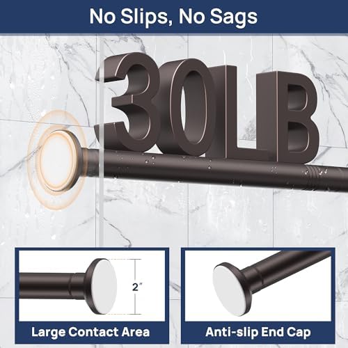 ENJOYBASICS 1" Bronze Shower Curtain Rod, 30-52" Adjustable, Secure Tension