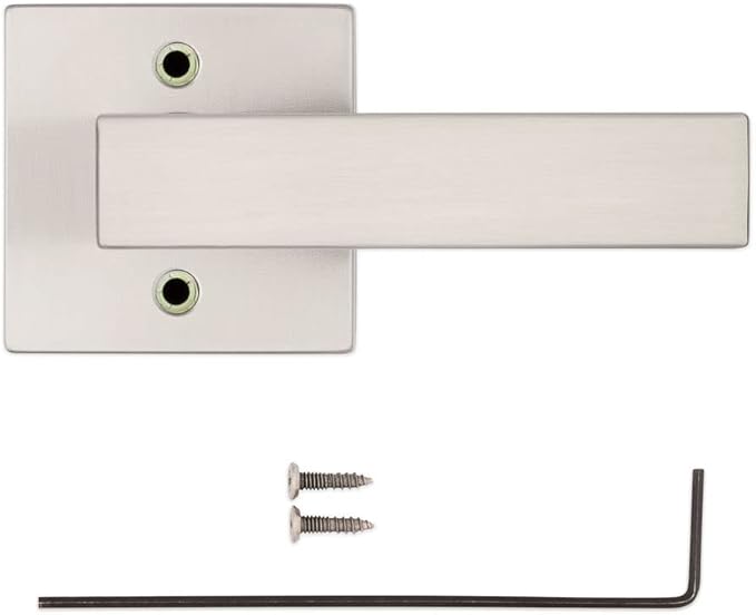 Kwikset Singapore Dummy Door Handle, Single Sided Lever for Closets, French Double Doors, and Pantry, Satin Nickel Non-Turning Reversible Interior Push/Pull Lever, with Microban Protection