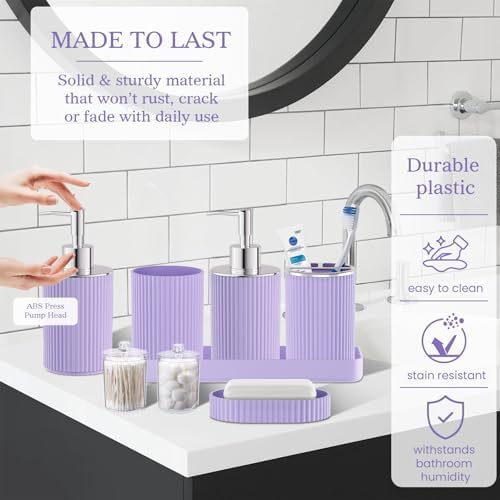 Purple Bathroom Accessories Set, 10PC Bathroom Set