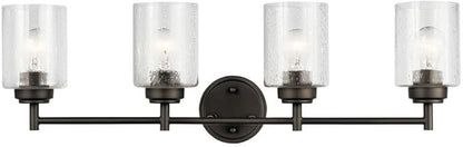 Kichler Winslow 30" Vanity Light in Olde Bronze®, 4-Light Transitional Bathroom Light with Clear Seeded Glass. (30" W x 9.25" H), 45887OZ
