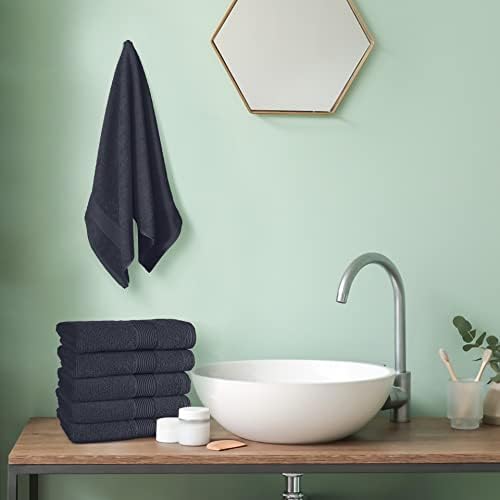 Belizzi Home Ultra Soft 6-Piece Hand Towel Set 16x28-100% Ringspun Cotton - Durable & Highly Absorbent Hand Towels - Ideal for use in Bathroom, Kitchen, Gym, Spa & General Cleaning - Charcoal Grey