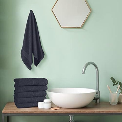 Belizzi Home Ultra Soft 6-Piece Hand Towel Set 16x28-100% Ringspun Cotton - Durable & Highly Absorbent Hand Towels - Ideal for use in Bathroom, Kitchen, Gym, Spa & General Cleaning - Charcoal Grey