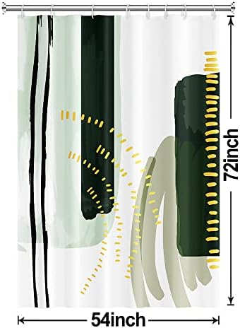 Mid Century Green Shower Curtain for Bathroom 54x72 Inch