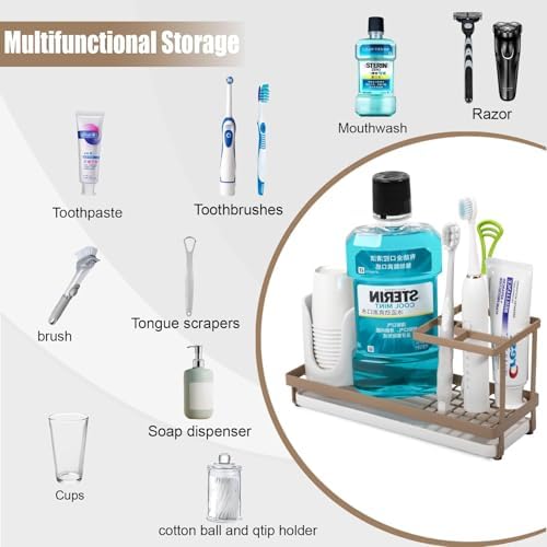 Toothbrush Holders Toothpaste Organizer Bathroom Accessories, Gold