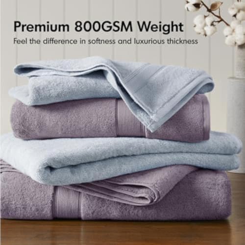 Madison Park 800GSM 100% Cotton Bathroom Bath Towel Set of 8, Light Purple