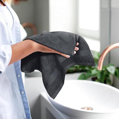 Cinara Bed & Bath Premium 100% Cotton Hand Towels – Soft, Quick Dry & Highly Absorbent – 16x27 Inches, Pack of 24 – Ideal for Bathroom, Salon, Gym, Spa & Everyday Use – Charcoal Grey