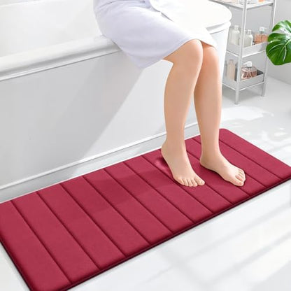 OLANLY Memory Foam Long Bathroom Rugs Runner 47x17, Super Soft Absorbent