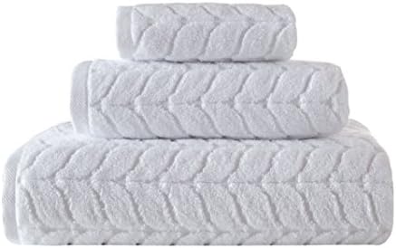 BAGNO MILANO Turkish Cotton Bath Towels, Hand Towels - Soft Plush Jacquard Collection Luxury Towels Set (White, Towel Set of 6)