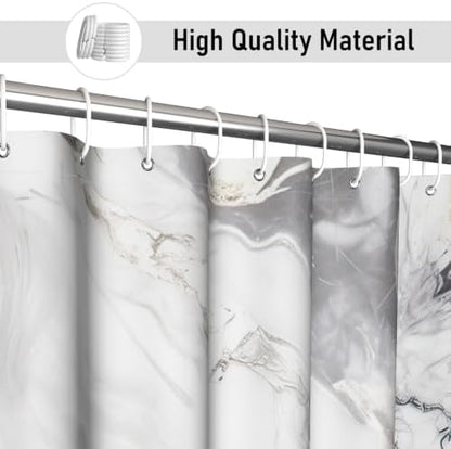 Beige Marble Shower Curtain Modern Abstract Luxury Gold Ink Texture Gray Ombre Watercolor Bathroom Curtain Set with Hooks Soft and Lightweight Waterproof Fabric Machine Washable 36" Wx72 L