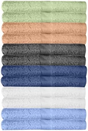 KAHAF COLLECTION 12 Pack Washcloths | Multicolour 100% Cotton Extra Absorbent Face Towels | Soft, Quick Dry Wash Cloths for Bathroom, Spa, Gym, Baby & Travel (12 Packs (12 x 12))