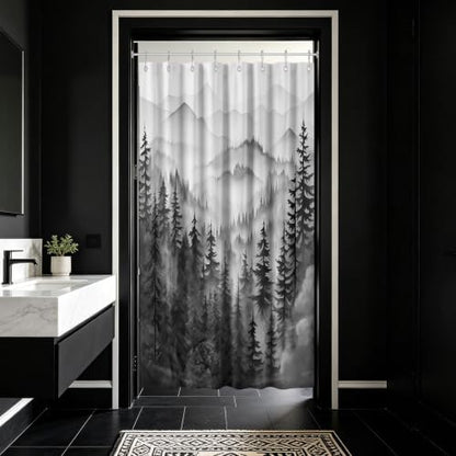 Black and White Stall Shower Curtain, 47X64 in Narrow Small, Forest