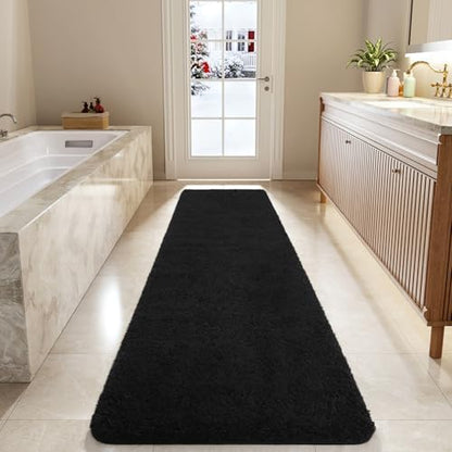 LOCHAS Bathroom Rug Runner 24x84 Inch, Bath Rugs Non Slip, Black