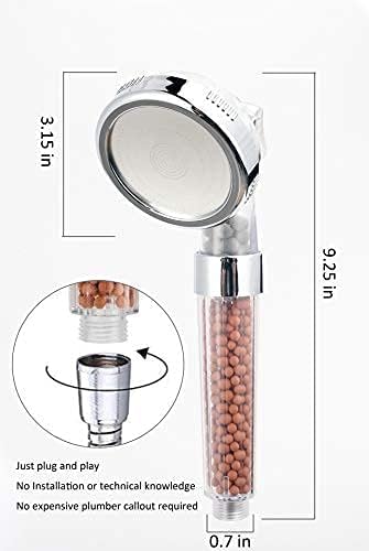Shower Head,High Pressure Water Saving Detachable 3 Mode Function Filtered Handheld Showerhead for Dry Hair & Skin SPA