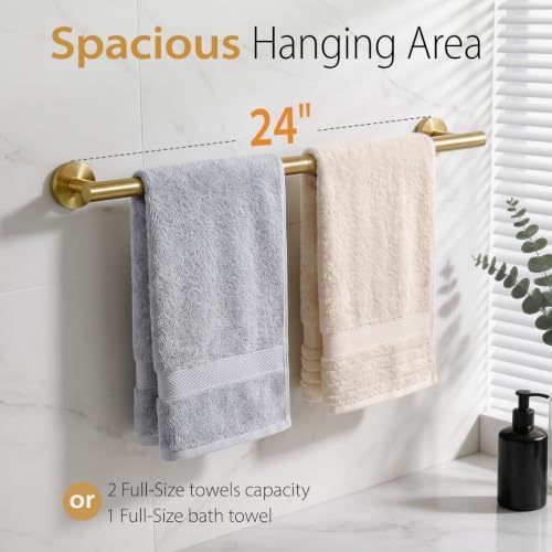 24 Inch Gold Towel Bar for Bathroom Wall Mounted,SUS304 Stainless Steel