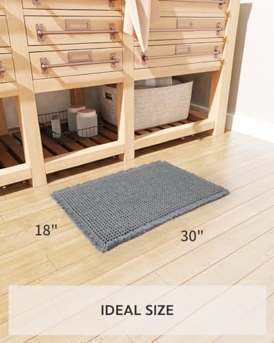 tchdio Waffle Bath Mat, Super Absorbent Non Slip Bath Mat Ultra Soft Bathmat Machine Washable Bath Rugs with Tassels, Beside Tub, 18" x 30"