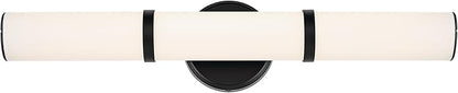 Kichler Rosh 24.25" LED Medium Bath Bar with White Glass in Black, Modern Minimalist, for Vanity, Fireplace, Buffet, Hallway, Vanity Mirror, (24.25" W x 5" H), 55188BKLED